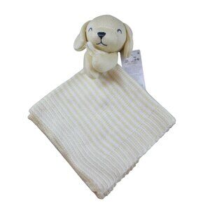 Carters Security Blanket Puppy Dog Yellow White Knit Lovey Infant Baby NWT